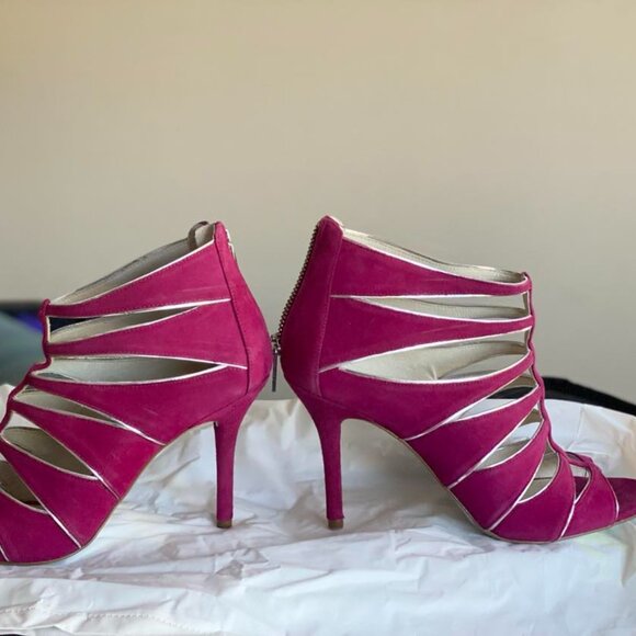 Michael Kors MK Strappy Heels open toe Pink Barbie Magenta silver - Picture 8 of 11